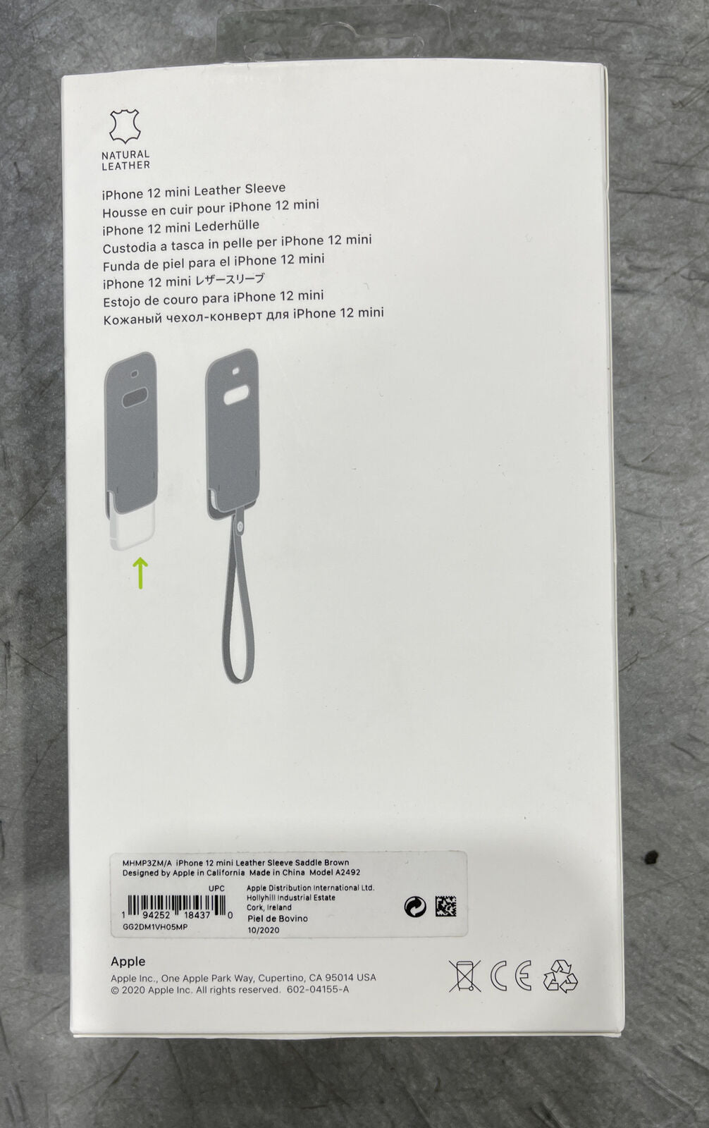 Apple - iPhone 12 mini Leather Sleeve with MagSafe - Saddle Brown New Open Box