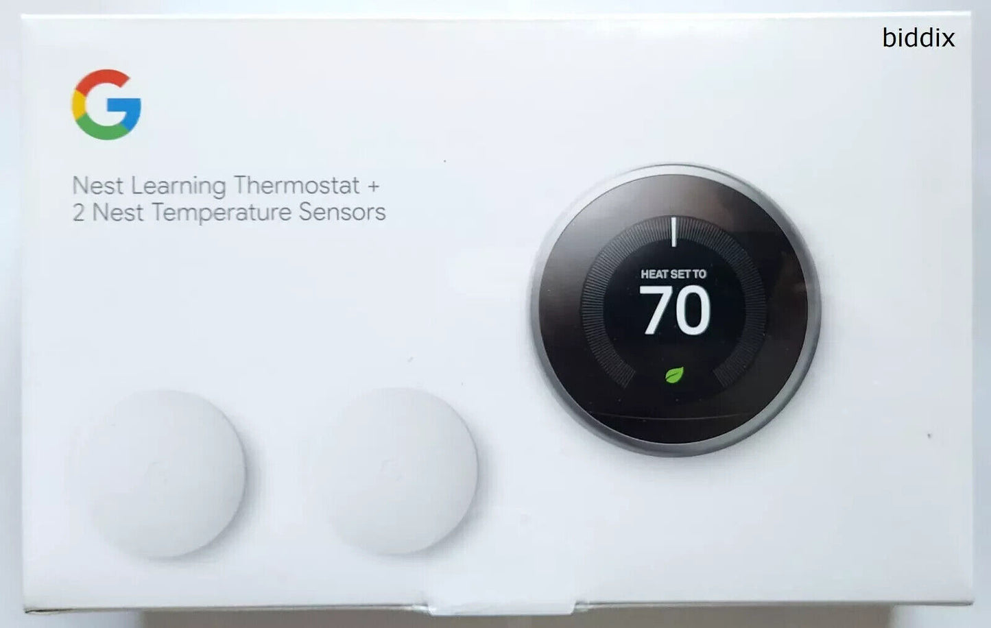 Google Nest 3rd Gen Learning Smart Wi-Fi Thermostat w 2 Sensors -Stainless Steel