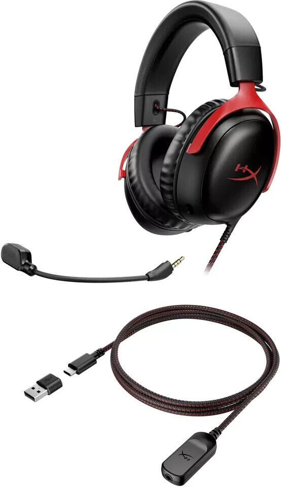NEW - HyperX Cloud III Wired Gaming Headset (Black/Red) PS4 PS5 PC XBOX - SEALED