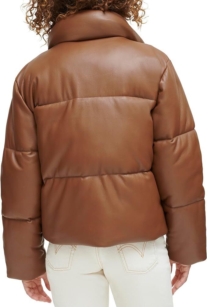 Levi's Women's Vegan Leather Quilted Shorty Puffer Brand New Free Shipping