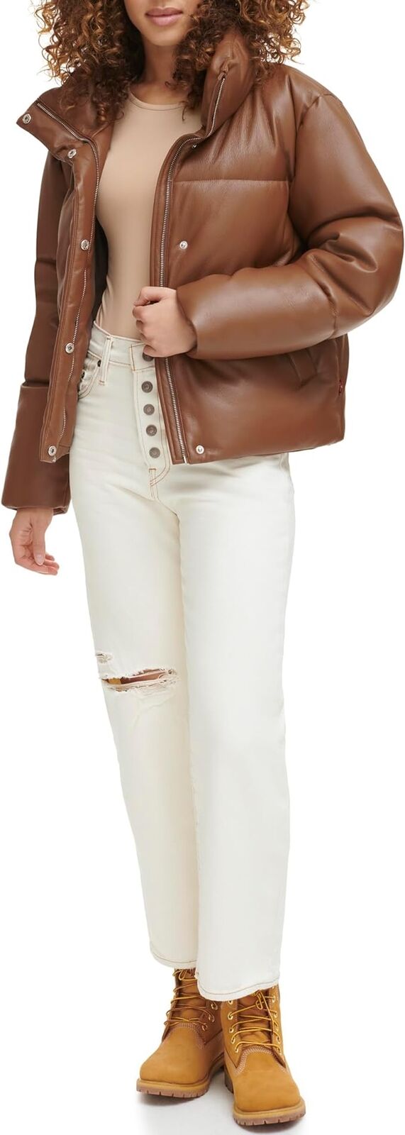 Levi's Women's Vegan Leather Quilted Shorty Puffer Brand New Free Shipping