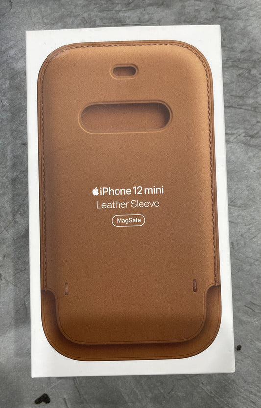 Apple - iPhone 12 mini Leather Sleeve with MagSafe - Saddle Brown New Open Box