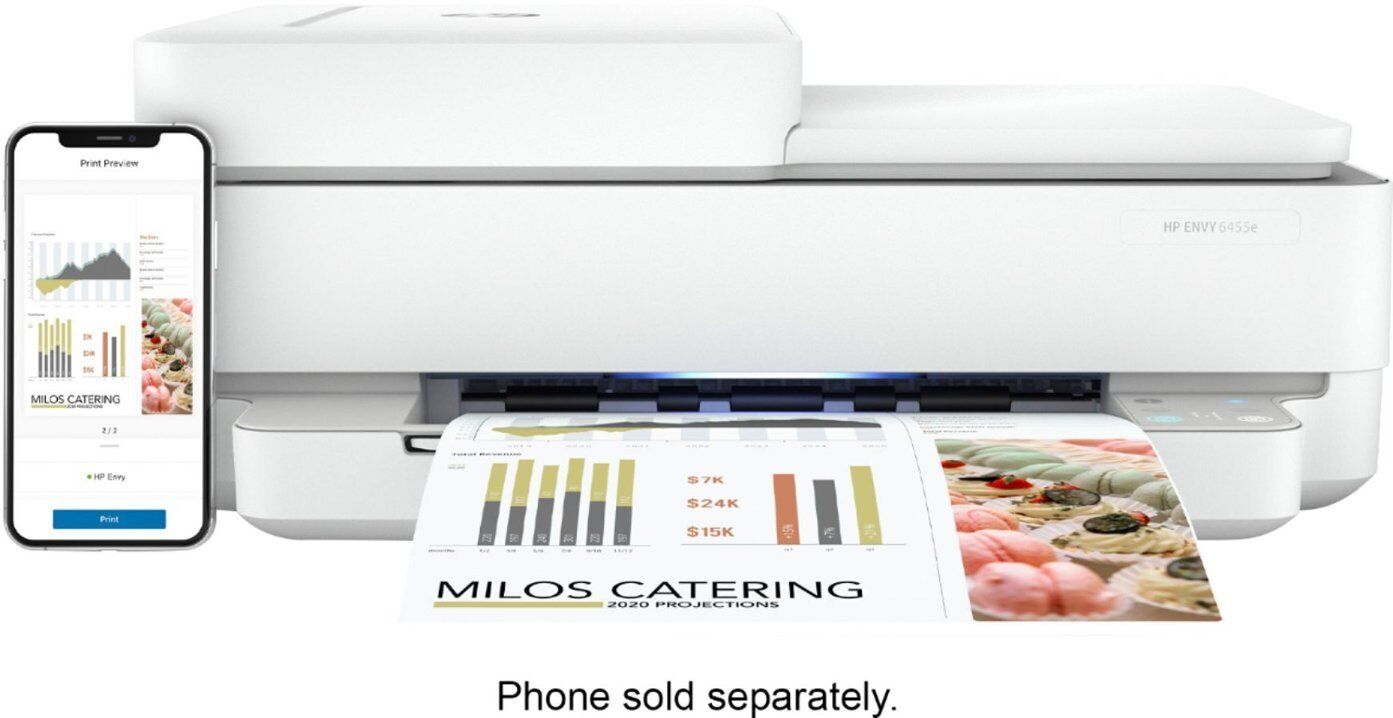 HP Envy Pro 6458e All-in-One Color Inkjet Printer, Print, Scan, Copy, Mobile Fax