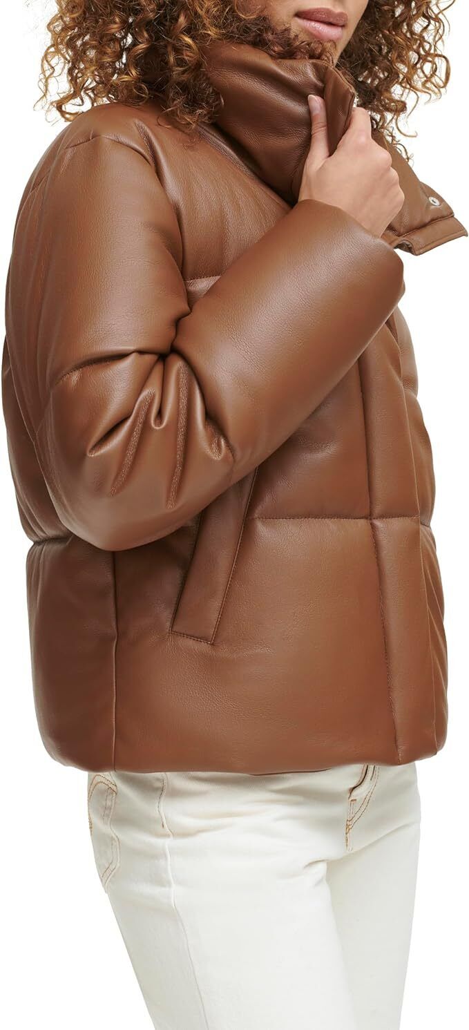 Levi's Women's Vegan Leather Quilted Shorty Puffer Brand New Free Shipping