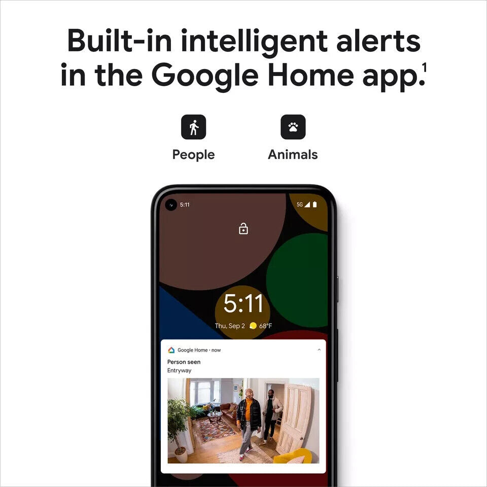 Google Nest Cam Indoor Wired Smart Home Security Camera 2nd Gen. (Snow) SEALED