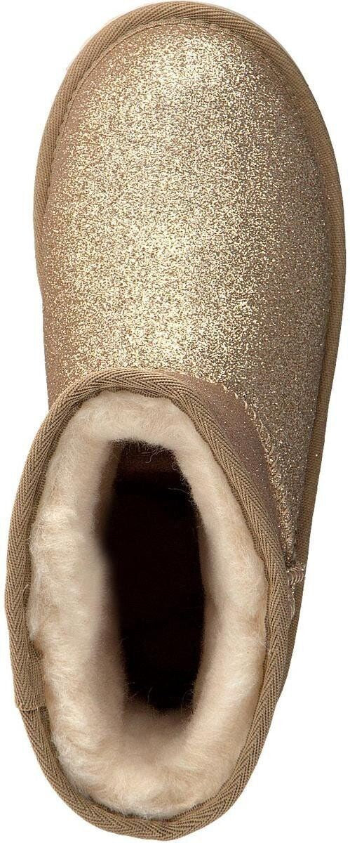 UGG CLASSIC SHORT II GLITTER GOLD KIDS YOUTH BOOTS SIZE US 4/ UK 3