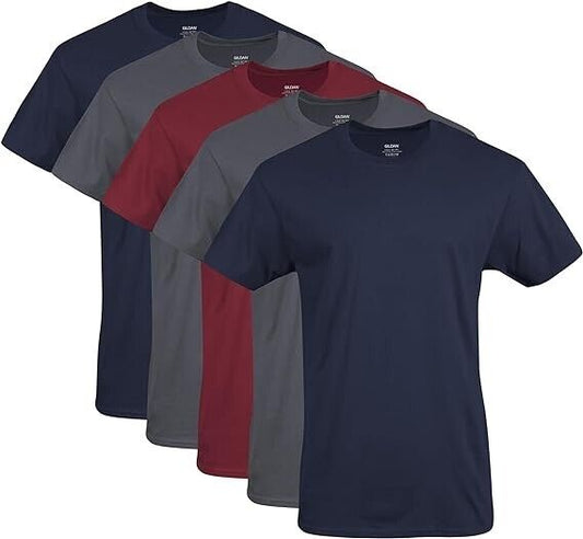 Gildan Men's Crew T-Shirts, Multipack, Style G1100, Navy/Charcoal/Cardinal Re...