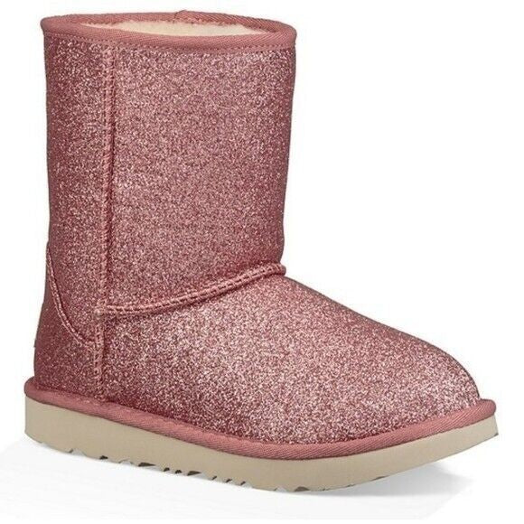 UGG CLASSIC SHORT II GLITTER PINK KIDS YOUTH BOOTS SIZE US 3/ UK 2