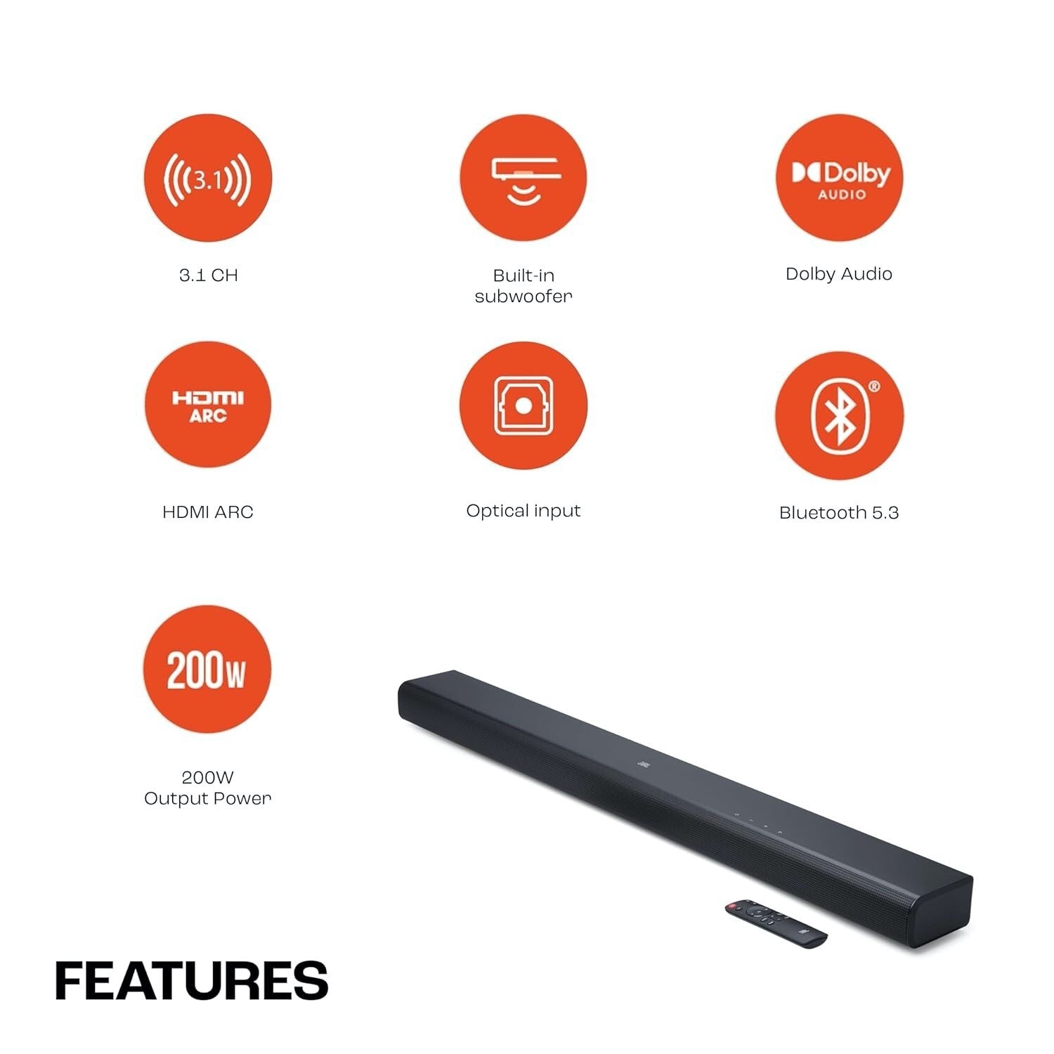 JBL Cinema SB510 , Dolby Audio Soundbar 200W, 3.1 CHANNEL