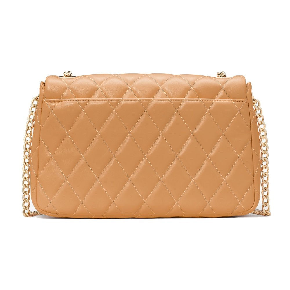 KATE SPADE KH228 CAREY SMOOTH QUILTED FLAP SHOULDER MEDIUM BAG TIRAMISU MOUSSE