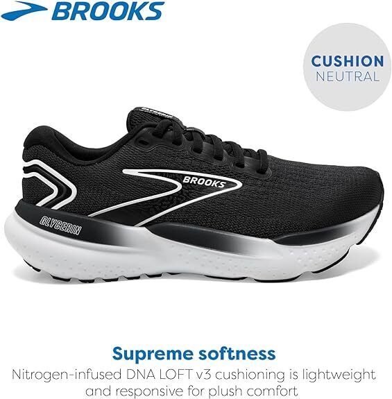 Brooks Glycerin 21 D Black Grey White Mens Road Running Shoes 110419