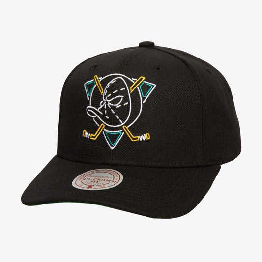 Mitchell & Ness Black Anaheim Ducks Vintage Neon Logo Pro Snapback Hat