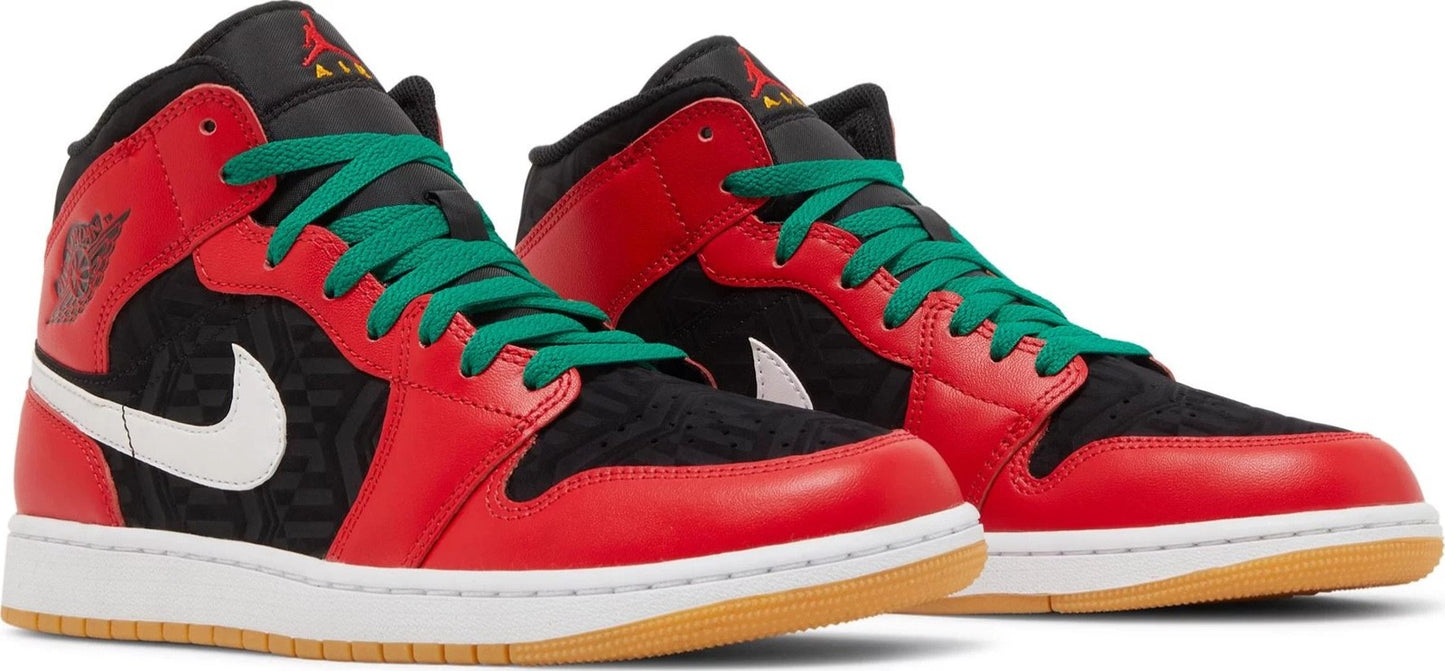 Nike Air Jordan 1 Mid SE DQ8417-006 Black Fire Red White Christmas Size 8