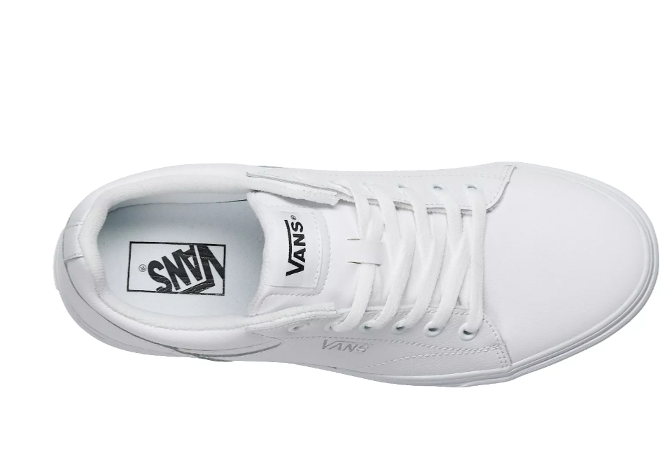 Vans Seldan Tumble Triple White Low Top Lace Up Sneakers