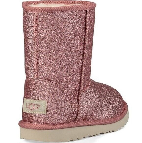 UGG CLASSIC SHORT II GLITTER PINK KIDS YOUTH BOOTS SIZE US 6/ UK 5
