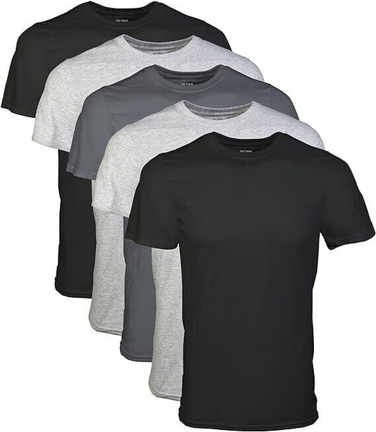 Gildan Men's Crew T-Shirts, Multipack, Style G1100, Black/Sport Grey/Charcoal...
