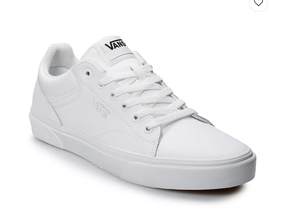 Vans Seldan Tumble Triple White Low Top Lace Up Sneakers
