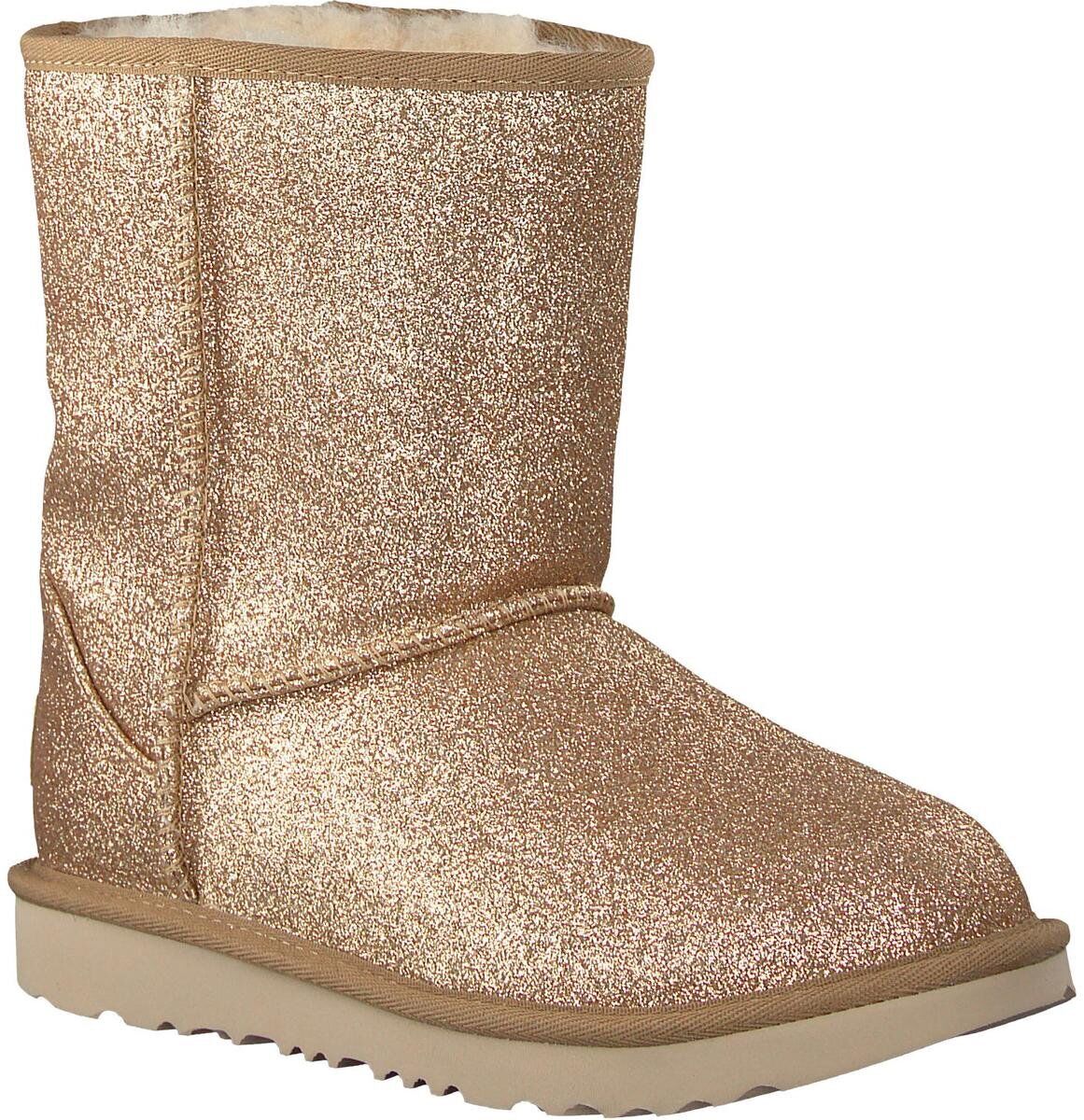 UGG Kids Classic Short II Glitter Gold Youth Winter Boots Brand New Fast Shippin