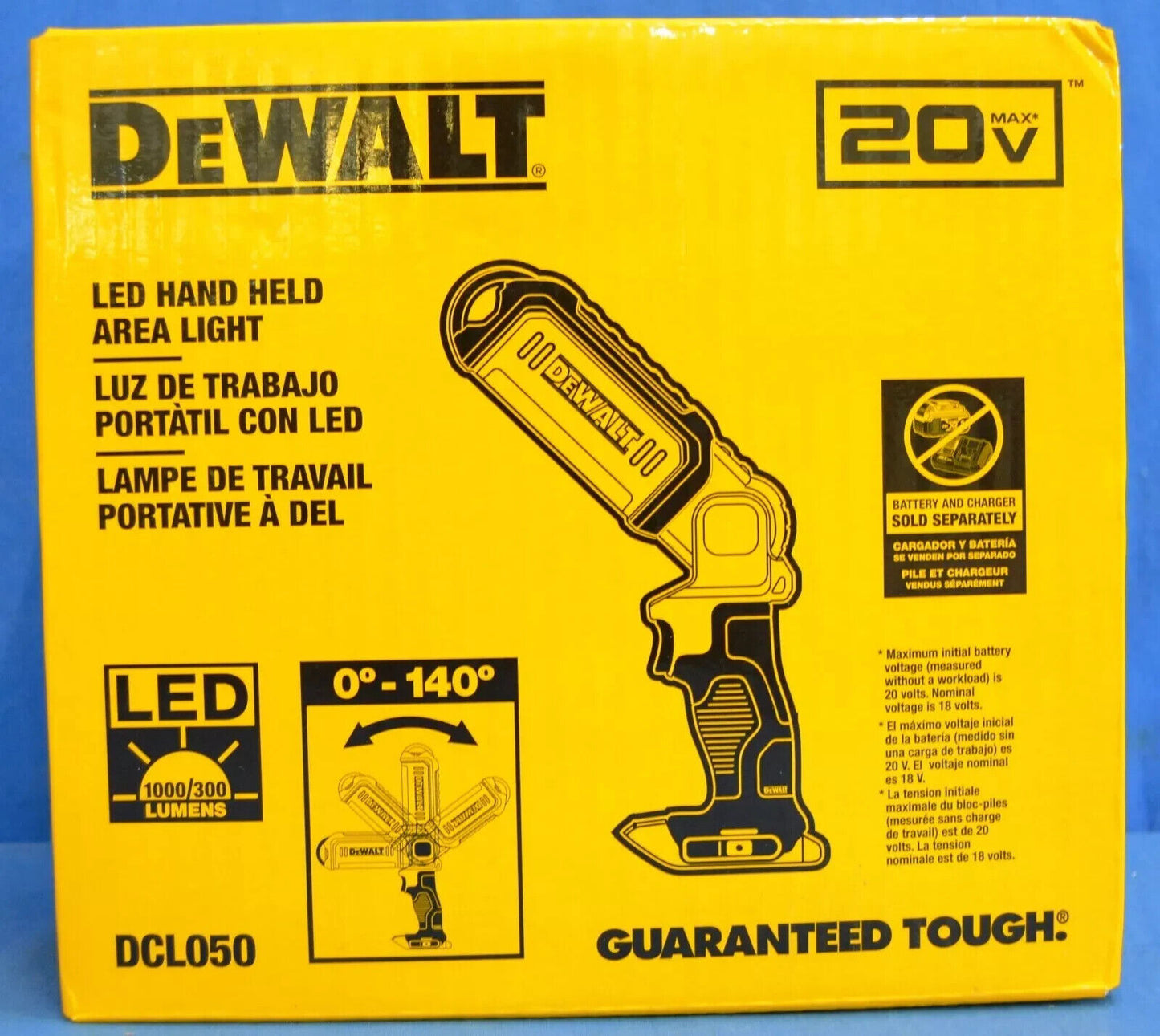 DEWALT DCL050 20V MAX Li-Ion LED Handheld Area Light (Tool Only) New. 0052