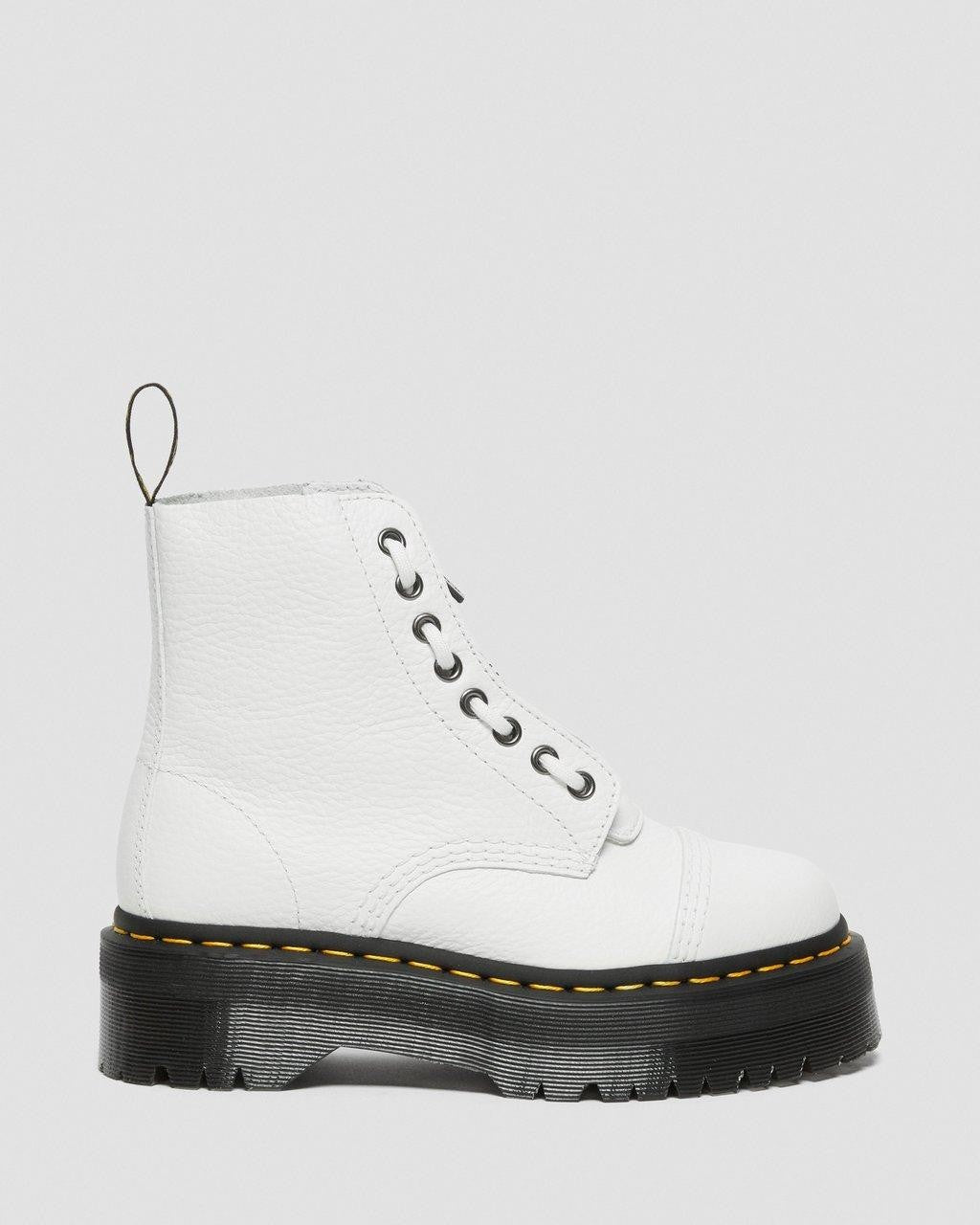 Dr Martens Sinclair White Platform Soft Leather Zipper Boots Womens 6