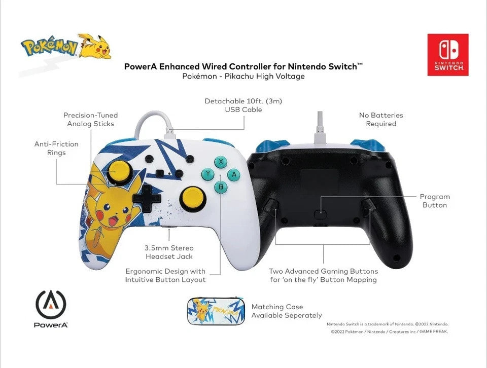 ⚡ Pokemon PIKACHU EDITION Nintendo Switch Enhanced Controller + Case ✅ BRAND NEW