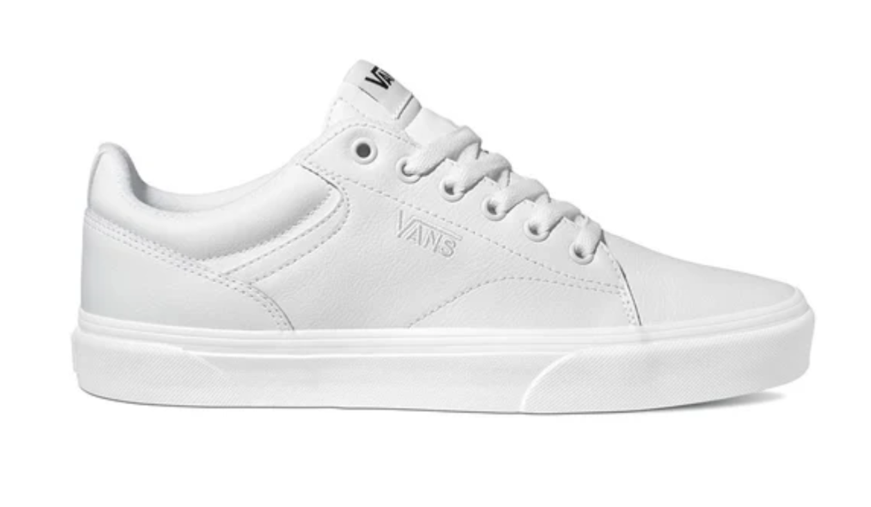 Vans Seldan Tumble Triple White Low Top Lace Up Sneakers
