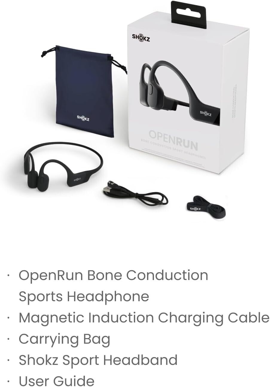 SHOKZ OpenRun OpenEar Bluetooth Bone Conduction Sport Headphones Sweat Resistant