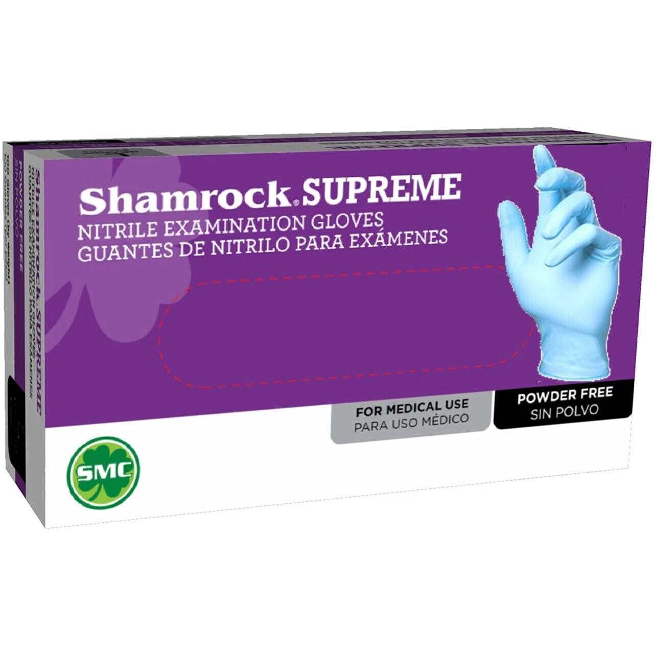 Shamrock Supreme Blue Nitrile Exam Gloves, Powder Free, Medium , FREESHIPPING