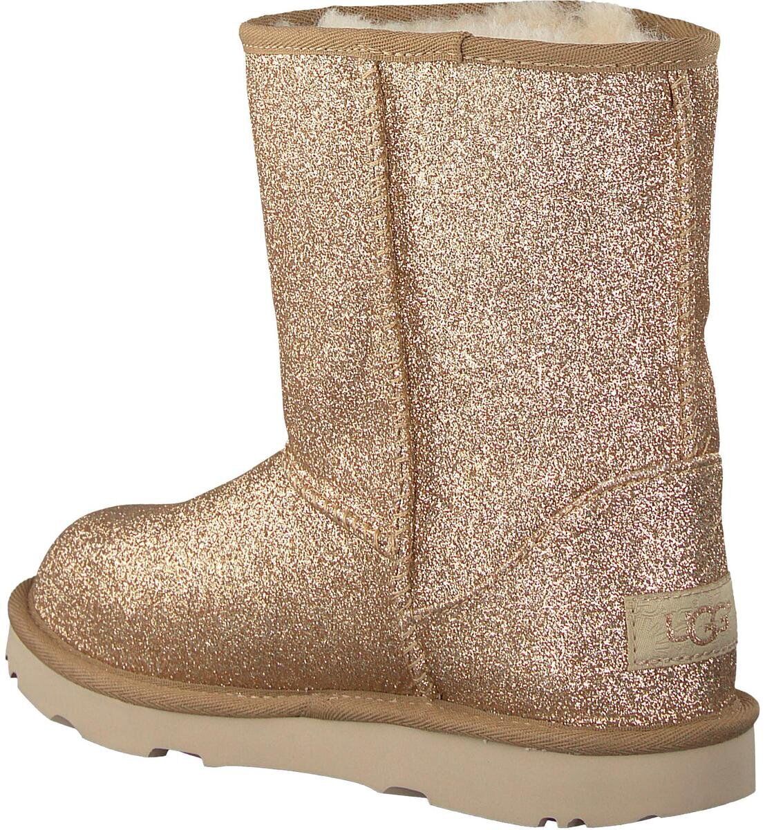 UGG Kids Classic Short II Glitter Gold Youth Winter Boots Brand New Fast Shippin