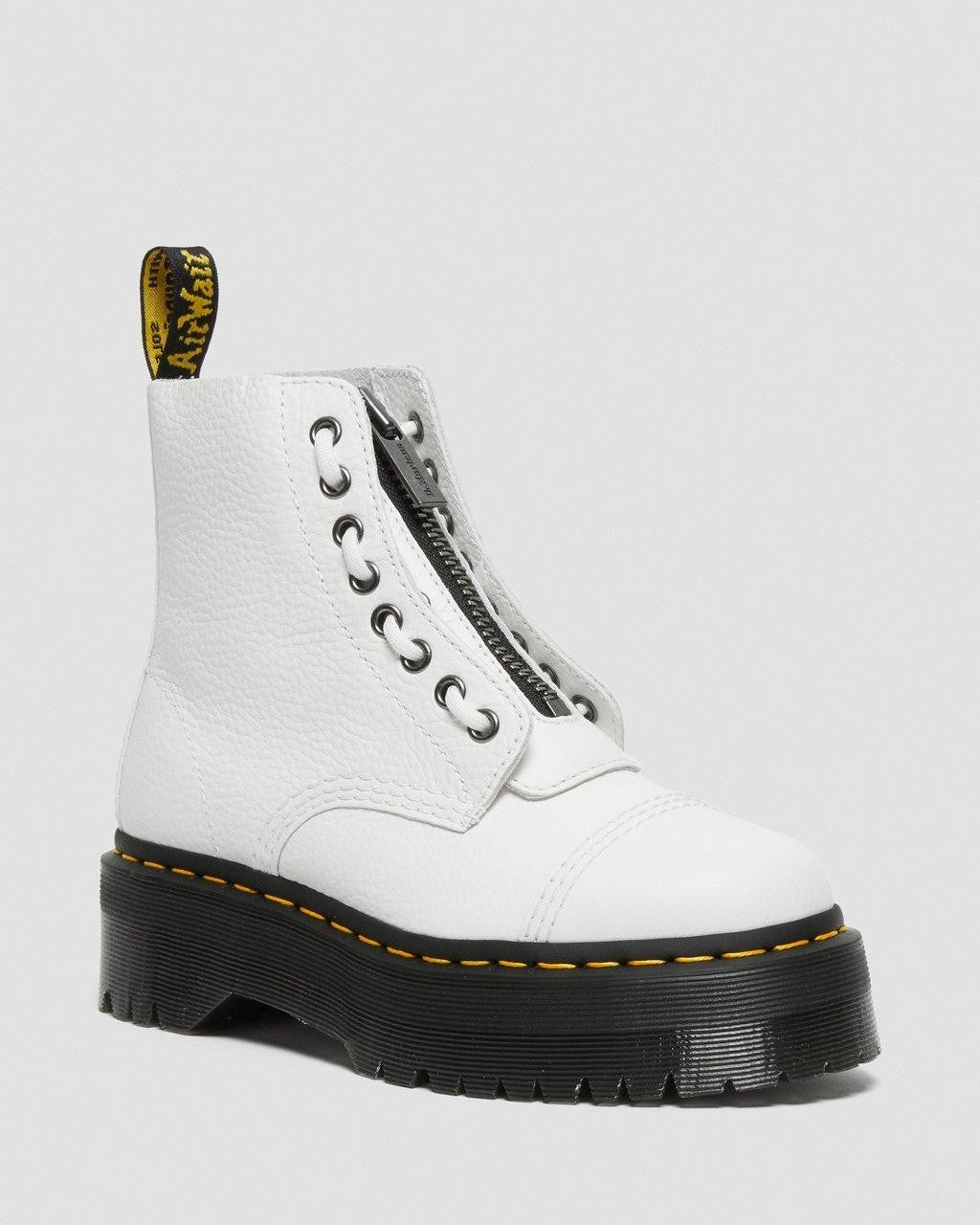 Dr Martens Sinclair White Platform Soft Leather Zipper Boots Womens 6