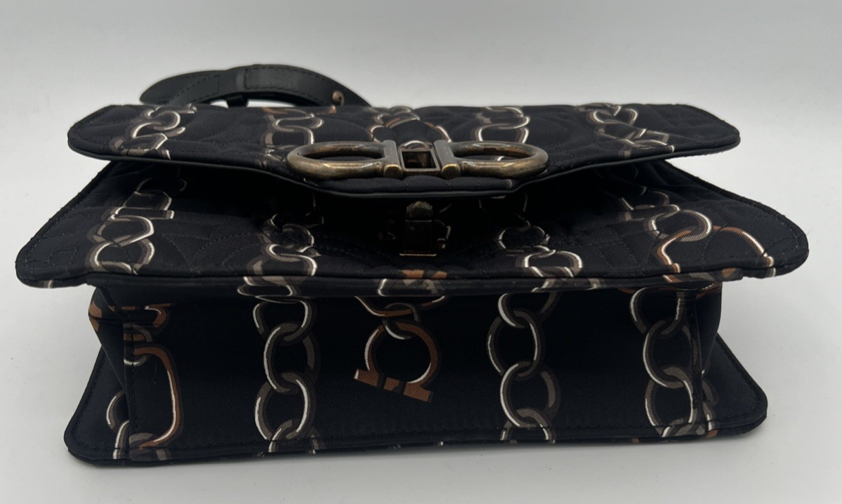 Salvatore Ferragamo Gancini Turnlock Flap Bag Quilted Printed Silk Medium