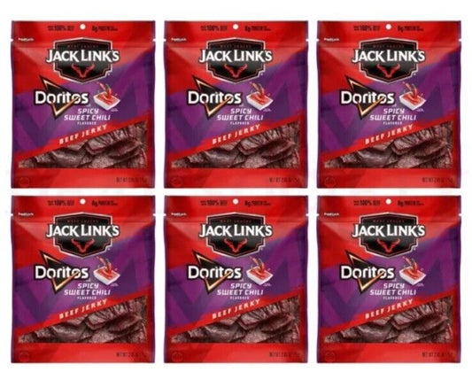 Jack Links Doritos Spicy Sweet Chili Beef Jerky 2.65oz Lot of 6 Bags Expire 6/24