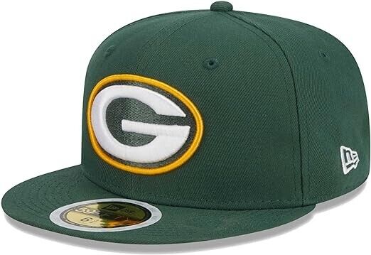New Era 59Fifty Men's Cap NFL Basic Green Bay Packers Green Fitted Hat 7 1/2