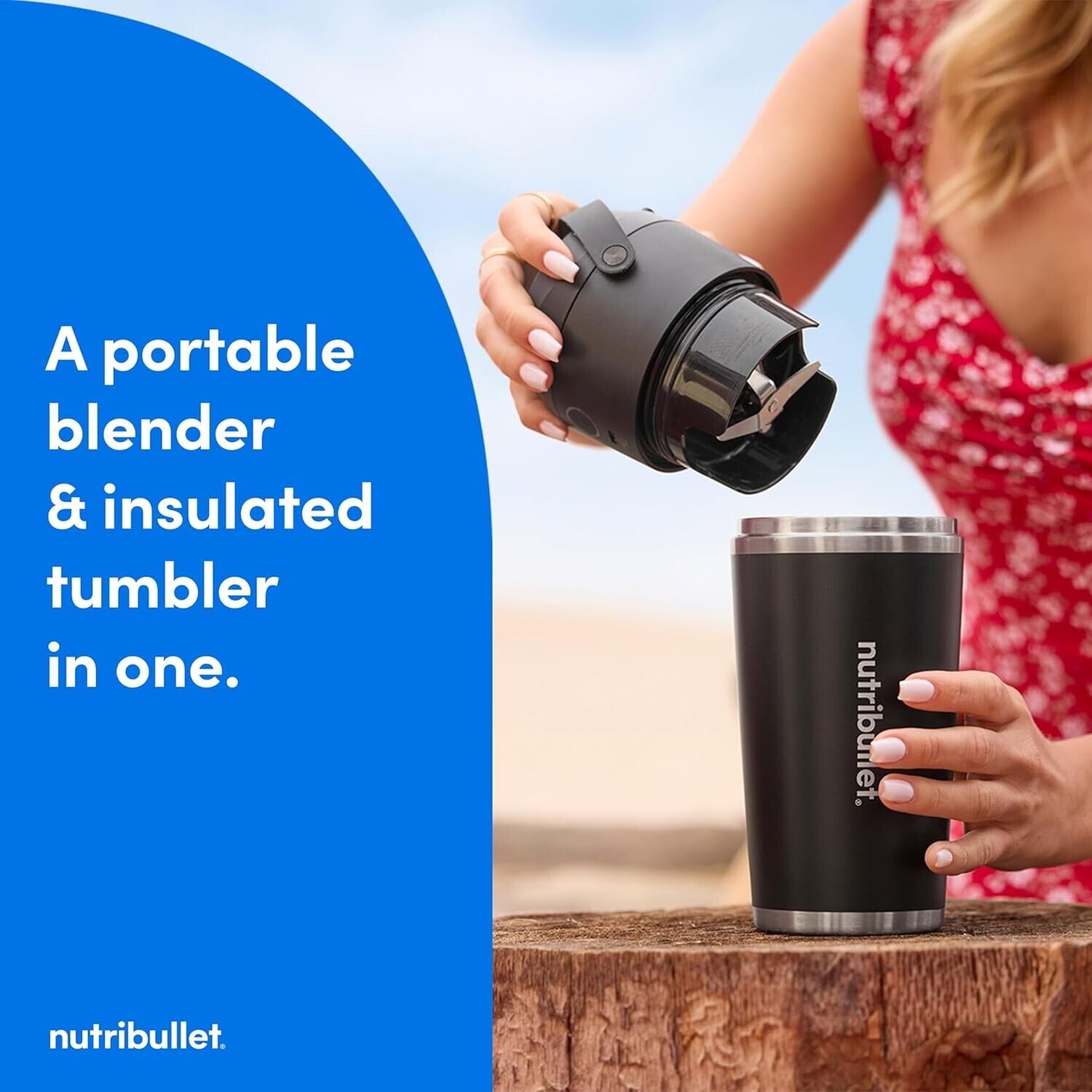 New! Nutribullet Flip Insulated Portable Blender in Brushed Stainless Steel