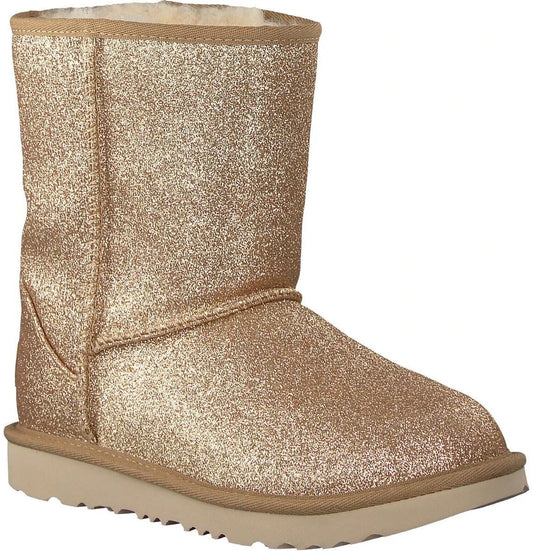 UGG CLASSIC SHORT II GLITTER GOLD KIDS YOUTH BOOTS SIZE US 4/ UK 3