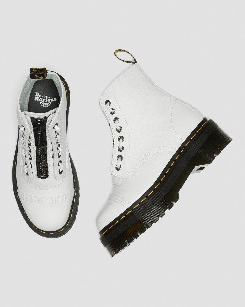 Dr Martens Sinclair White Platform Soft Leather Zipper Boots Womens 6