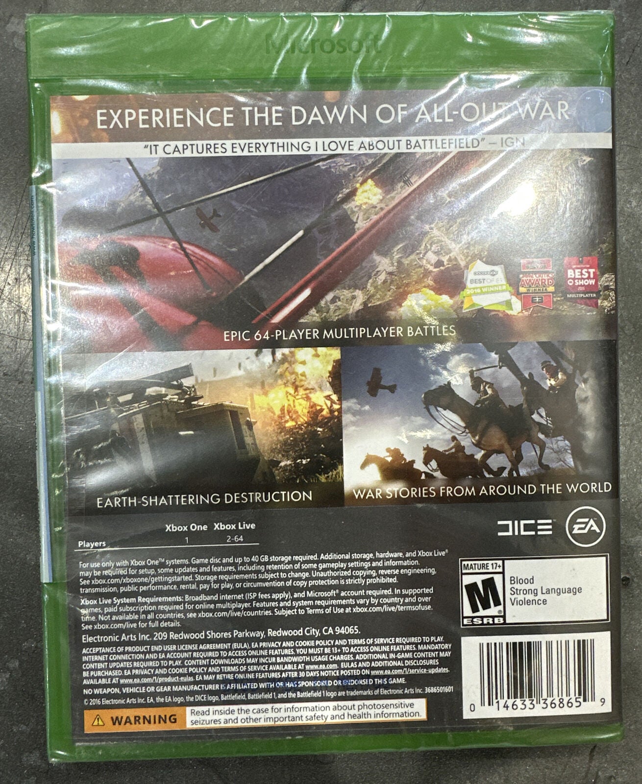 Battlefield 1 (Xbox One, 2016) Brand new factory sealed  