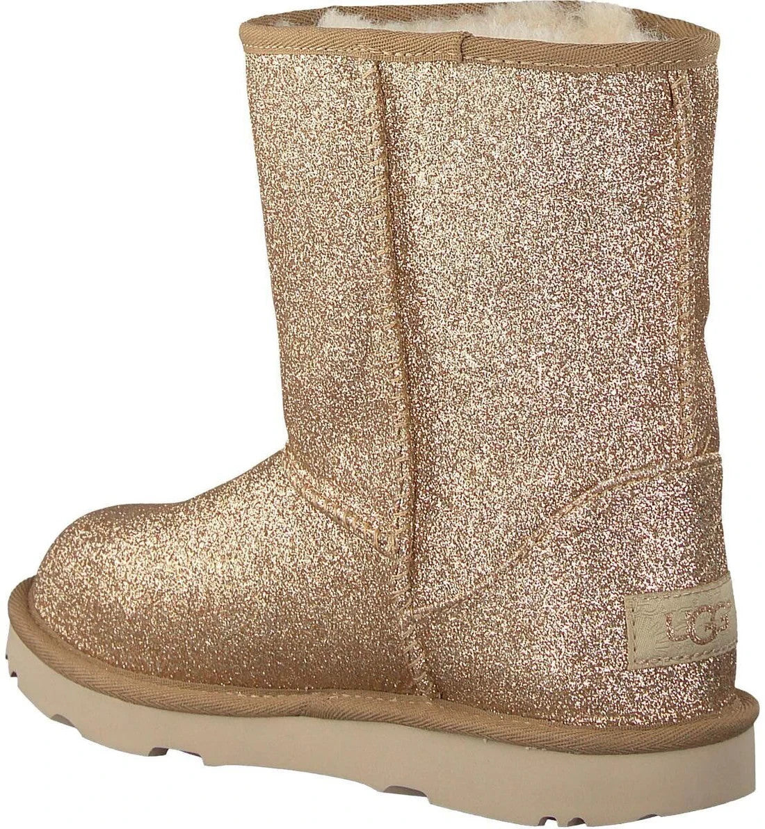 UGG CLASSIC SHORT II GLITTER GOLD KIDS YOUTH BOOTS SIZE US 4/ UK 3
