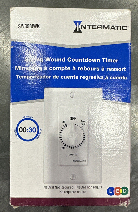 Intermatic SW30MWK 30-Minute Spring Wound Timer, White NEW BAD BOX