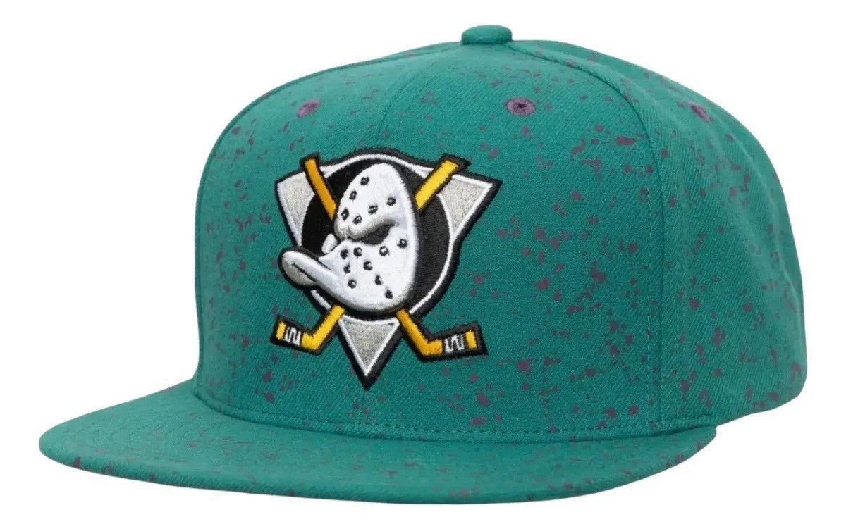 Mitchell And Ness NHL Splatters Snapback Vintage Ducks Teal Original Fit OG Snap