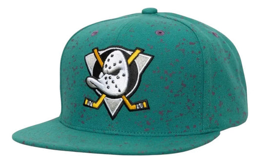 Mitchell And Ness NHL Splatters Snapback Vintage Ducks Teal Original Fit OG Snap