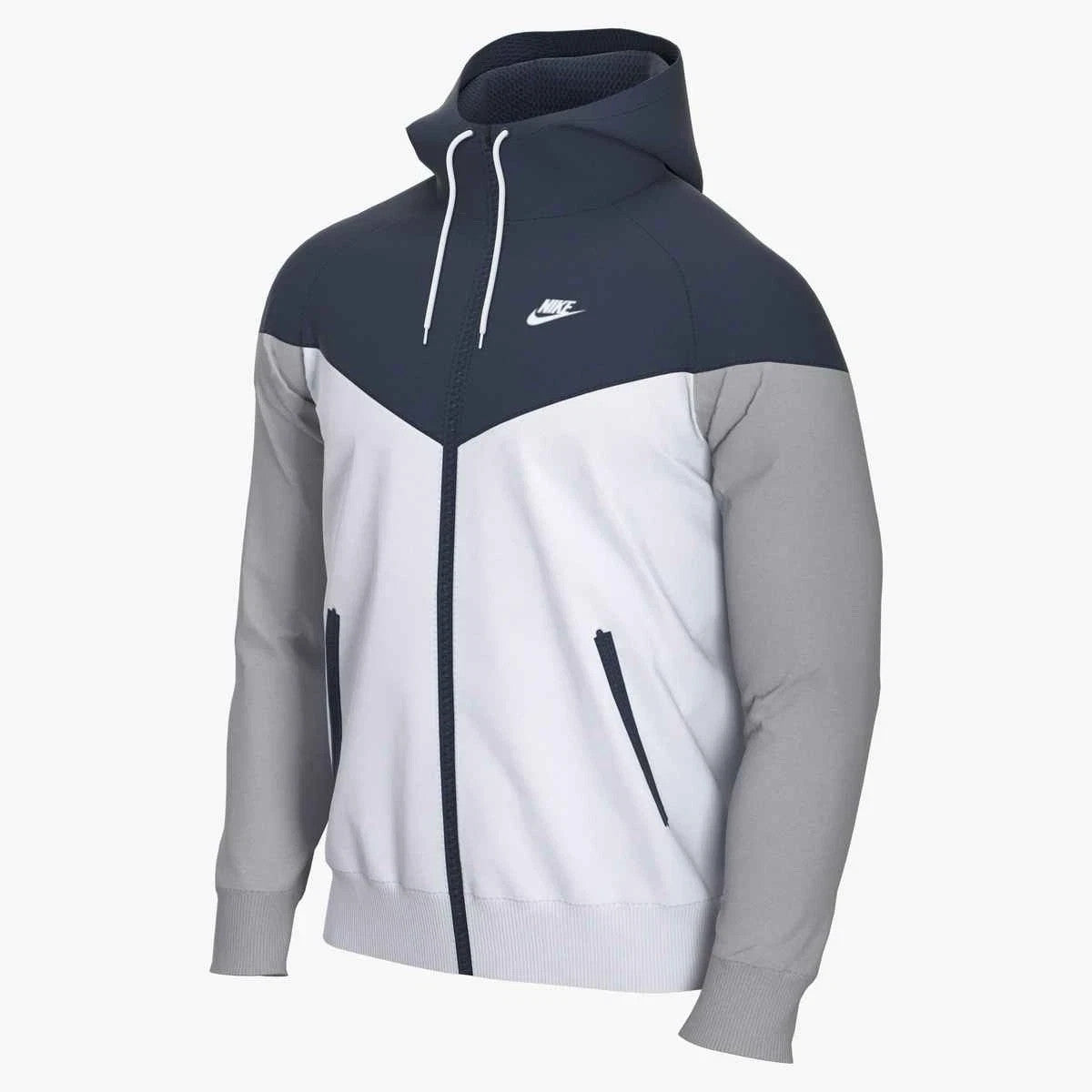 Nike Men’s Windrunner Hooded Jacket CU9474-420  Navy/White/WolfGrey  Size Medium