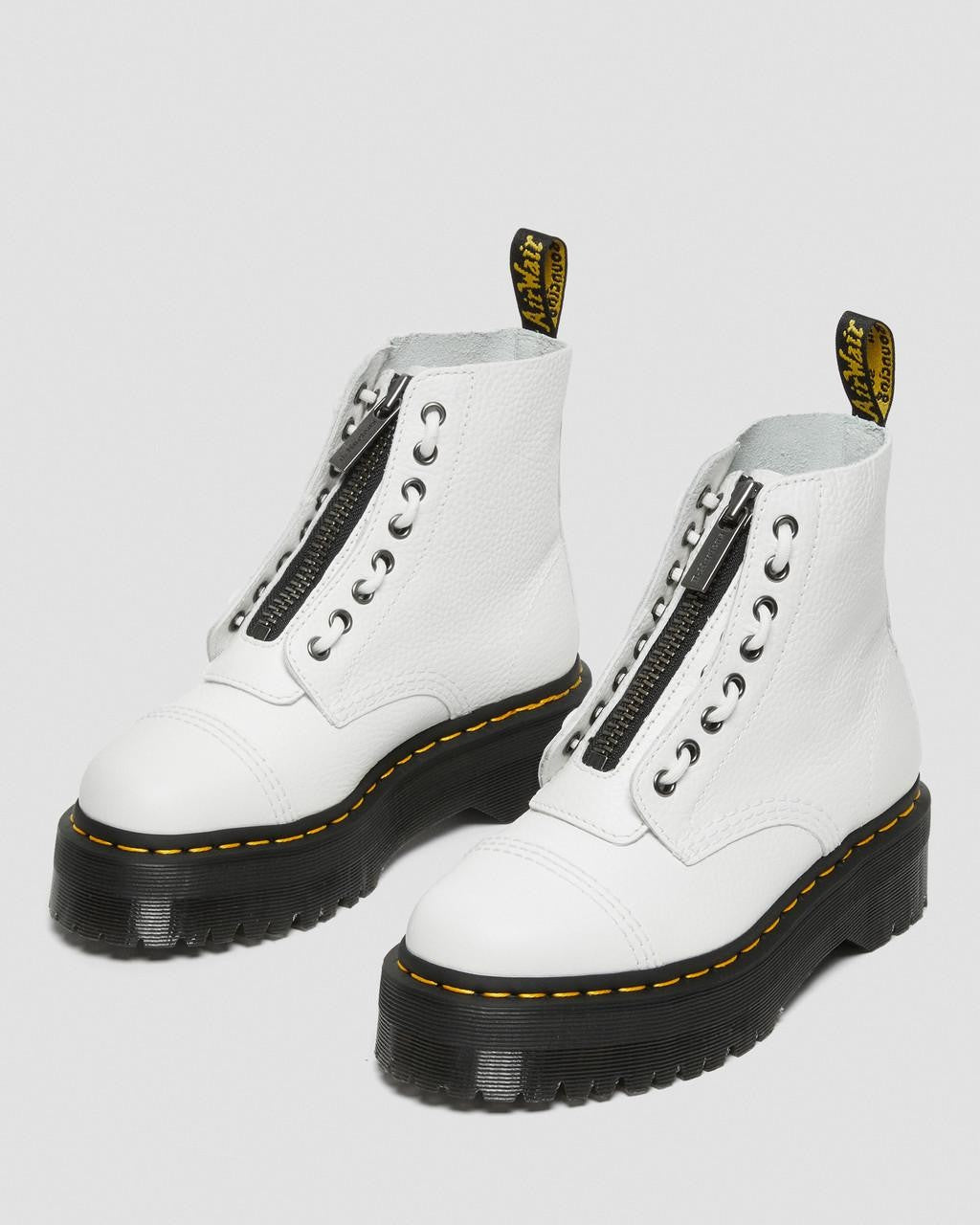 Dr Martens Sinclair White Platform Soft Leather Zipper Boots Womens 6