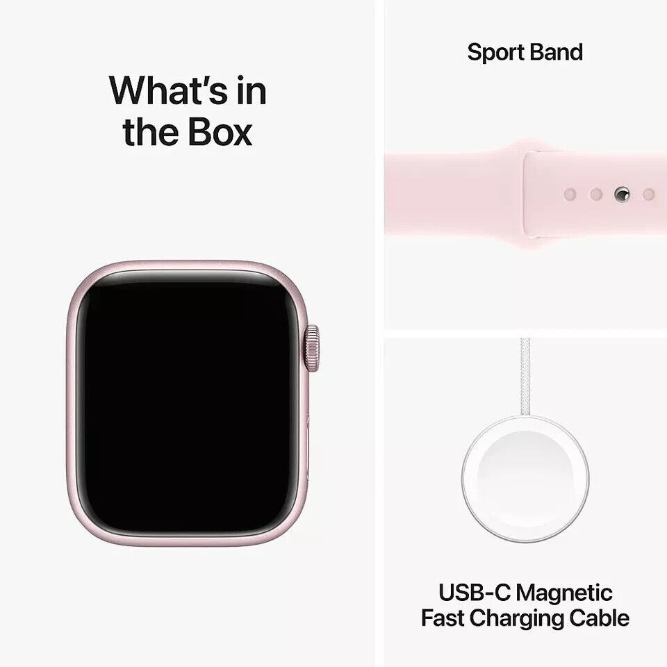 Apple Watch Series 9 GPS 45mm Pink Aluminum Case with Light Pink Sport Band S/M