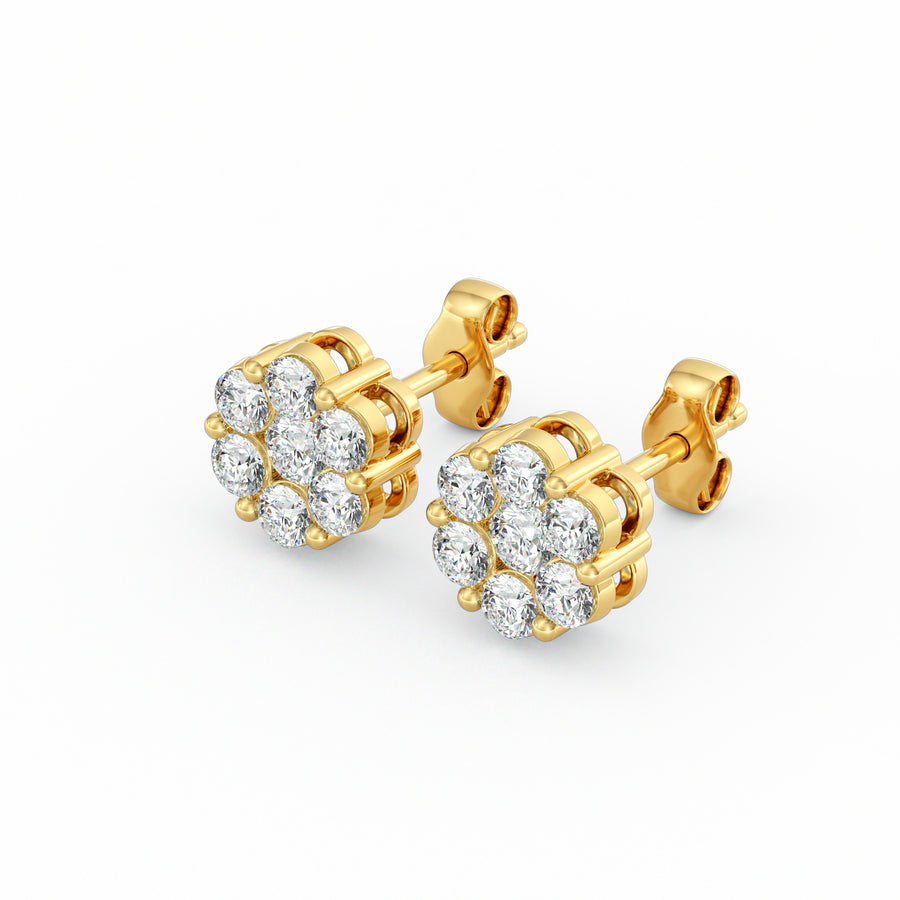 7 Stone Cluster Earrings